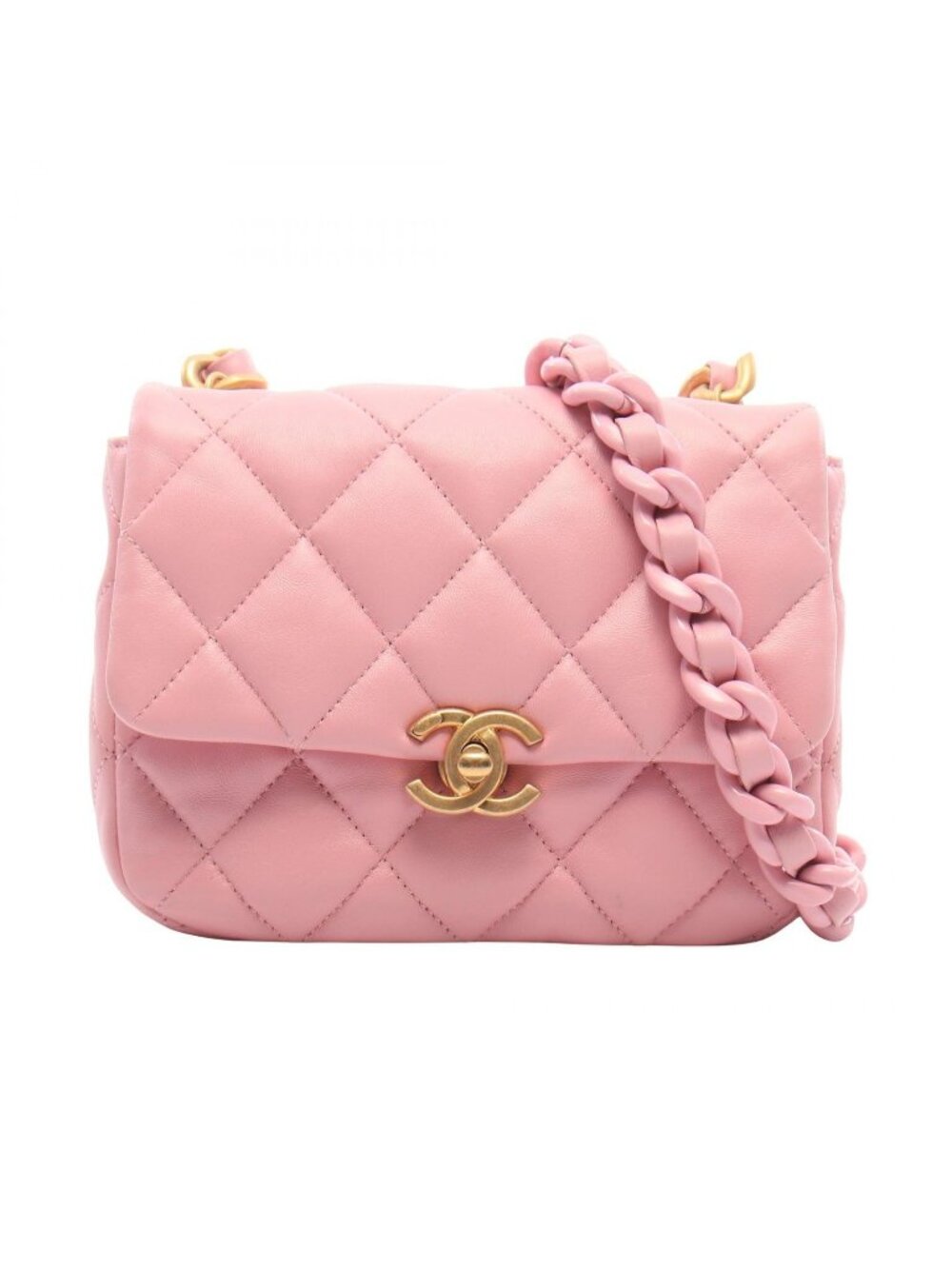 Chanel Shoulder Bag Mini Quilted Combination Pink Lambskin Chain